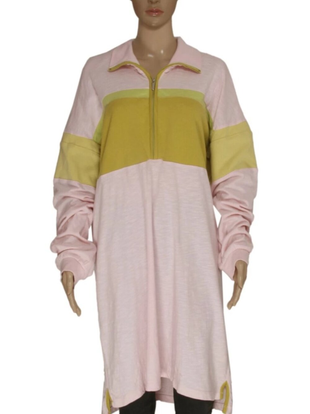 Anthropologie Daily Practice Patchwork Zip Up Tunic Dress Pullover M
